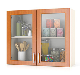 Кухня Мебельный Двор шкаф верхний двери со стеклом ШВС-800 цвет дуб/вишня