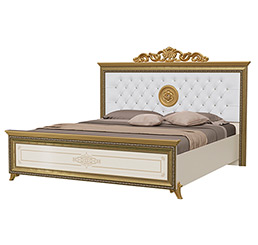 Версаль Кровать 1,8 м мягкое изголовье СВ-04 с короной цвет слоновая кость