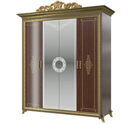 Версаль Шкаф 4-х дверный СВ-01 с короной цвет орех тайский