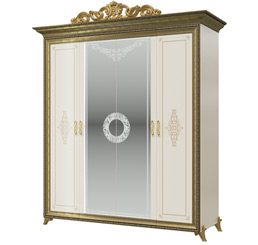 Версаль Шкаф 4-х дверный СВ-01 с короной цвет слоновая кость