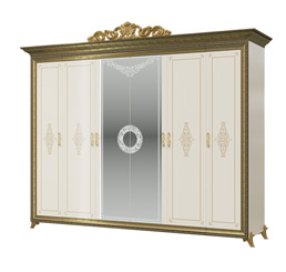 Версаль Шкаф 6-ти дверный СВ-02 с короной цвет слоновая кость