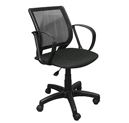 Кресло для компьютера Тедди ткань цвет серый, спинка черная сетка
