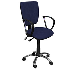 Кресло для компьютера Ультра люкс хром ткань цвет черно-синий
